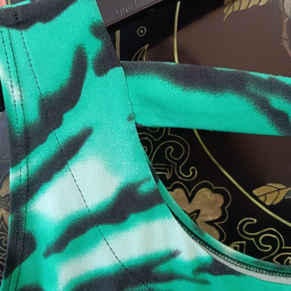Picadilly Fashion Teal and Black Zebra-Print Tank - Picture 7 of 8